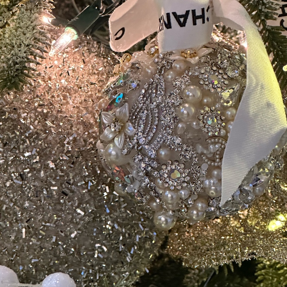 Elegant Silver and White Holiday Ornament